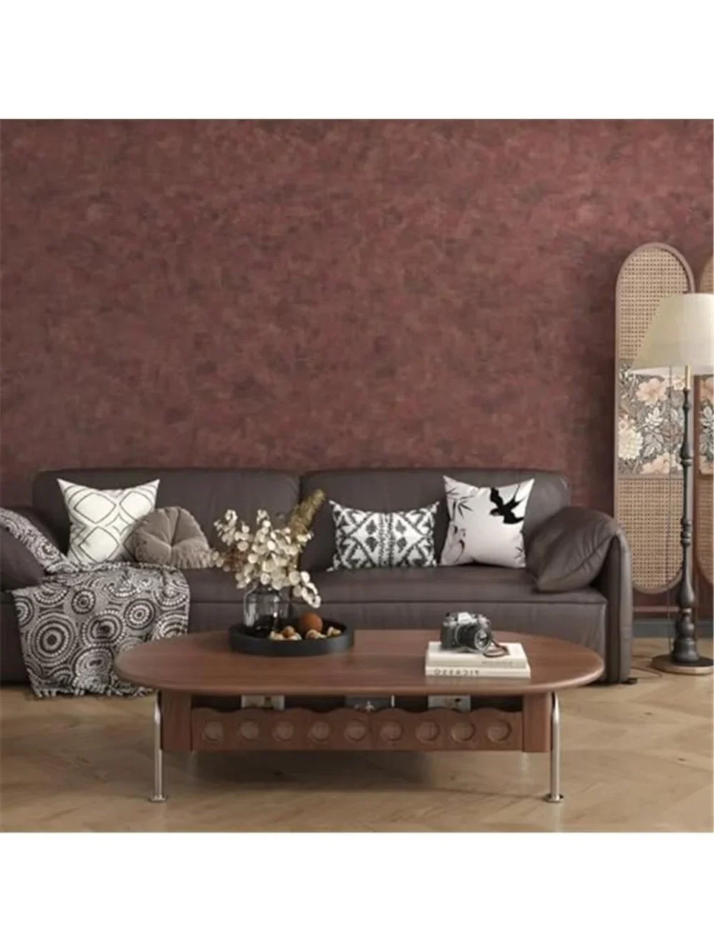 Red Gold Concrete Wallpaper Peel And Stick Metallic Contact Paper Wall Decor